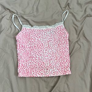 Pink Cheetah Print Crop Tank